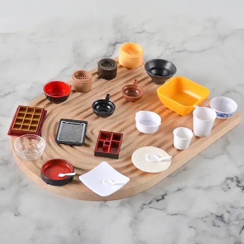 Miniature Kitchenware Dollhouse Accessories Plastic Simulated Food Play Bowl Steamer Tiny Utensils