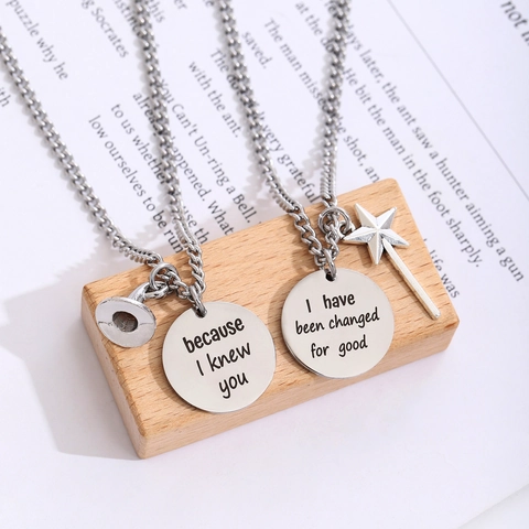 Friendship Pendant Necklaces Stainless Steel Wicked Witch Musical Inspired Heartfelt Engraved Jewelry For Best Friends