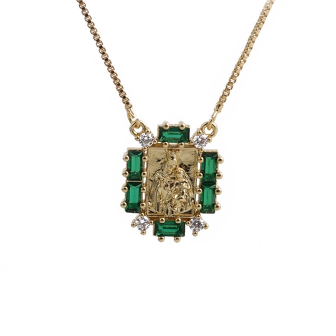 Religious Pendant Necklace Copper Box Chain Vintage Virgin Mary Micro Pave Zirconia Geometric Square Jewelry For Women