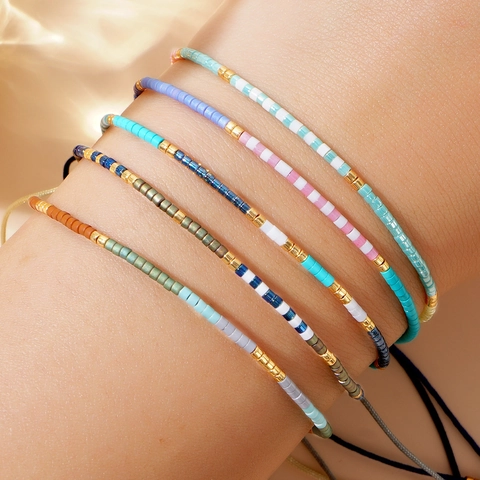 Morse Code Bracelet Handmade Miyuki Seed Bead Adjustable Woven Rope Minimalist Jewelry Women