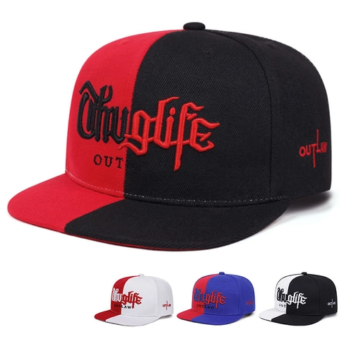 Berretto Snapback In Poliestere Bicolore Ricamato Streetwear Visiera Piatta Regolabile Cappello Baseball Uomo Donna