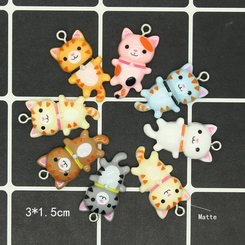 Katzen Anhänger Resin Cartoon Kätzchen Pendants Bunt DIY Schmuckherstellung Für Halskette Ohrringe Schlüsselanhänger