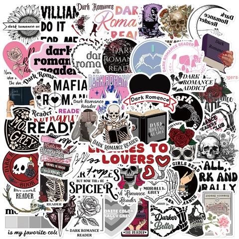 Adesivi Gotici Dark Romance Reader Impermeabili in Vinile PVC Per Laptop Valigia Chitarra Diario Amanti dei Libri Decorazione Estetica