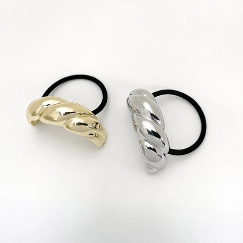 Twisted Alloy Hair Ties U-Shaped Croissant Ponytail Holders Elastic Metallic Hair Bands For Women