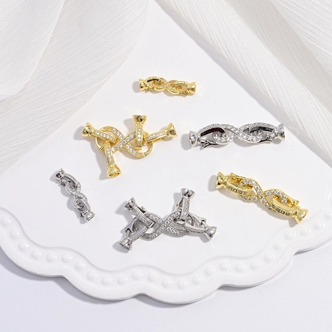 Cierre De Conector De Joyería Símbolo Infinito Cobre Chapado En Oro 18K Zirconia DIY Collar Pulsera Accesorio