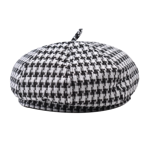Berretto Pied De Poule Vintage Stile Francese Cappello Invernale Donna Accessorio Di Moda