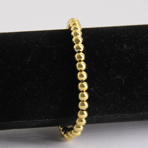 Bracciale Con Perline Tonde Minimalista In Acciaio Inossidabile Placcato Oro Sotto Vuoto Gioielli Elastici Da Donna