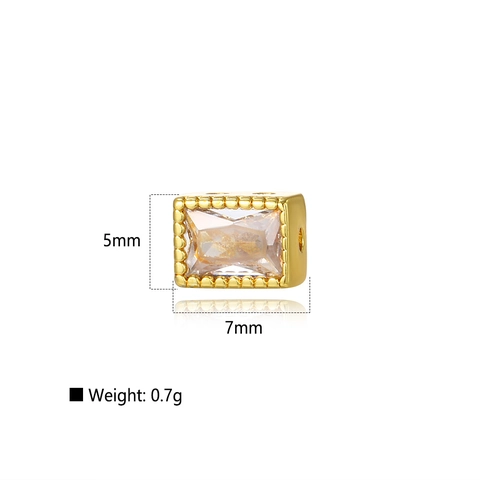 Cuentas Espaciadoras De Circón Rectangulares Cobre Bañado En Oro Agujero Recto Geométrico DIY Joyería Collar Pulsera Conector