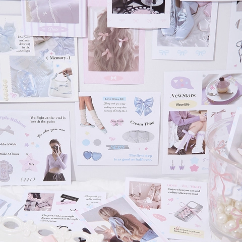 Balletcore Ribbon Decorative Stickers Pack Coated Paper For DIY Scrapbooking Journaling Korean Ins Style Coquette Girls