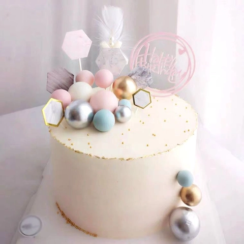 Cake Topper Decoration Plastic Balls Dollar Sign Text Hand Gesture Birthday Celebration Anniversary Creative INS Style