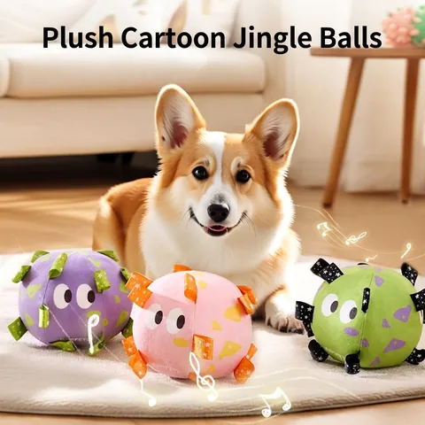 Dog Soccer Ball Plush Toy With Grab Tabs Interactive Squeaky Fetch Training Ball For Small Medium Dogs