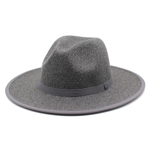 Classic Fedora Hat Wide Brim Woolen Felt Jazz Cap Solid Color Vintage Style For Men And Women Elegant