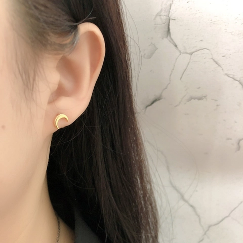 EH1322 Mini S925 Sterling Silver Crescent Moon Stud Earrings For Women Minimalist Gold Silver Plated Screw Back Cartilage Jewelry