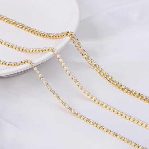 Chaîne à Griffes en Künstliche Perles et Strass DIY Base en Cuivre Électroplaqué 1-10 Yards Accessoire de Fabrication de Bijoux et Couture