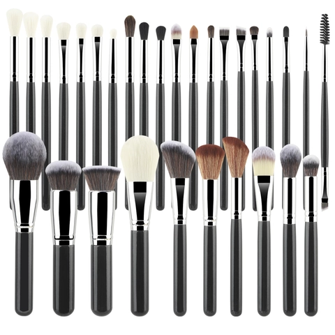Professionele Make-Up Borstels Zachte Synthetische Vezelharen Houten Handvat Aluminium Ferrule Foundation Tool