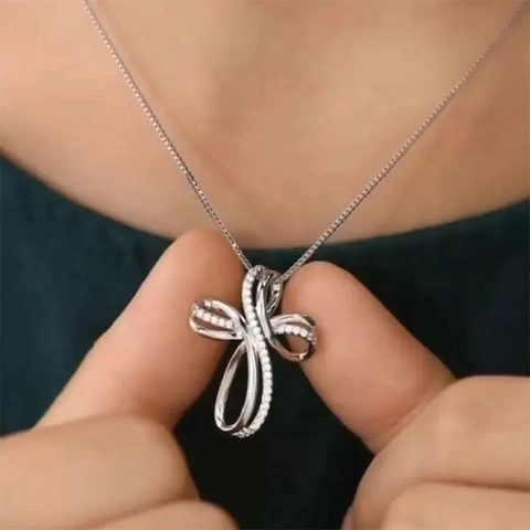 Unendlichkeit Kreuz Anhänger Halskette Kupfer Mit Mikro Eingelegtem Zirkon Möbius Schleife Schlüsselbein Kette Schmuck