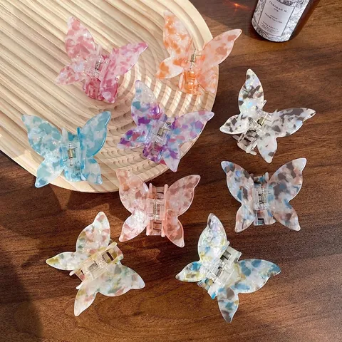 Butterfly Hair Claw Clip Acetate Marbled Texture Elegant Non-Slip Hair Accessory Vintage Sweet Jaw Clip For Women Girls