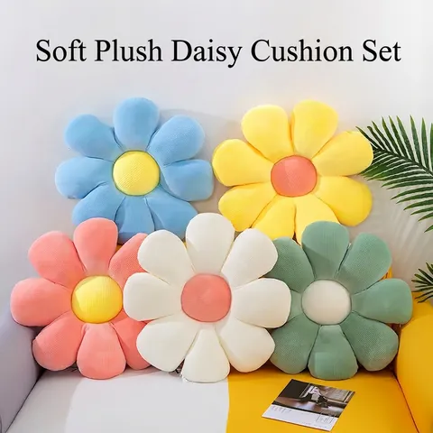 Flower Seat Cushion Daisy Shape Corduroy Plush Decorative Throw Pillow For Office Chair Floor Sofa Tatami