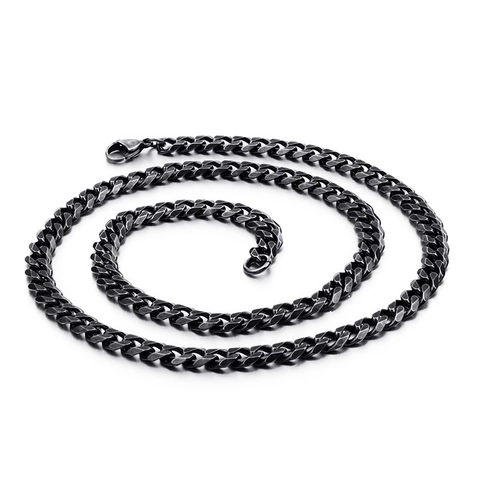 Cuban Link Necklace 316L Stainless Steel Black Retro Hip Hop Jewelry For Men