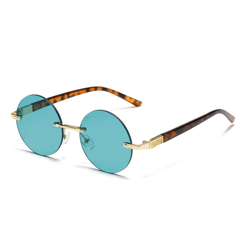 Vintage Runde Randlose Sonnenbrille Metallsteg UV400 Schutz Mode Getönte Brillen Für Herren Damen
