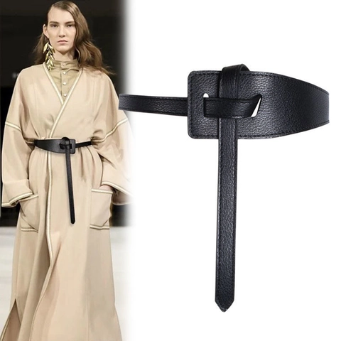 Damen Breiter PU Leder Korsett Gürtel Knot Taille Band Für Mantel Pullover Kleid Einfache Mode Accessoires