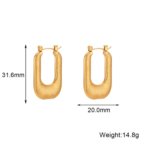 Mode U-förmige Creolen Aus Edelstahl Für Damen 18K Vergoldet Gestreift Strukturiert Geometrisch Minimalistisch Schmuck Geschenk