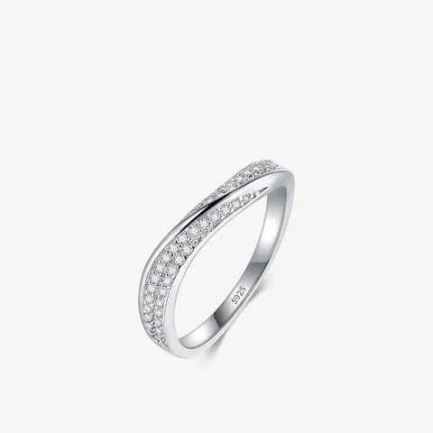 Anello In Argento Sterling 925 Da Donna Elegante Ondulato Irregolare Geometrico Zirconia Gioielli Minimalisti Moda
