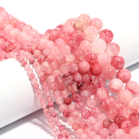 Perles Rondes En Jade Vieux Persan Rose Naturel Pierres Précieuses Polies Calcédoine Pour Fabrication Bijoux DIY Artisanat