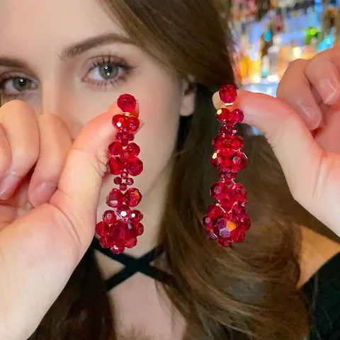 Pendientes Colgantes Flor Con Cuentas Cristal Y Poste De Plata Ley 925 Borla Larga Floral Elegante Moda
