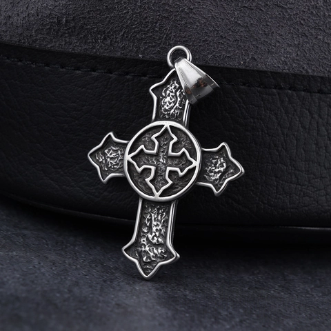 Collana Con Ciondolo A Doppia Croce Vintage Acciaio Inossidabile Gotico Hip Hop Retro Punk Medievale Gioielli Uomo Donna