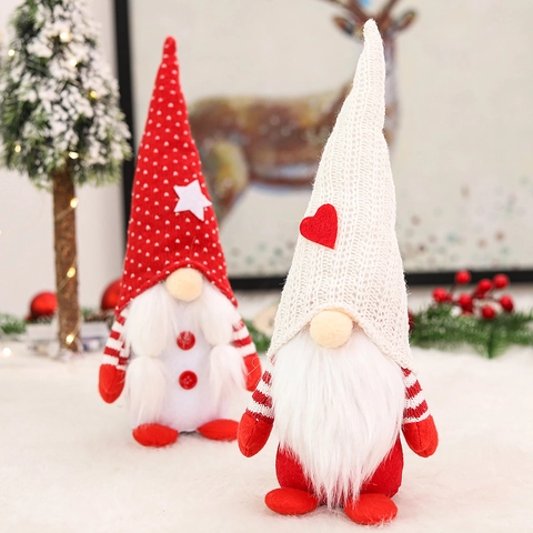 Gnomo di Natale Bambola di Peluche a Maglia Nordico Ornamento Tomte Senza Volto Casa Festa Decorazione da Tavolo Regalo di Natale