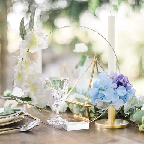 Centrotavola Con Cerchio In Metallo E Supporto In Legno Ghirlanda Fai Da Te Per Decorazione Tavolo Matrimonio