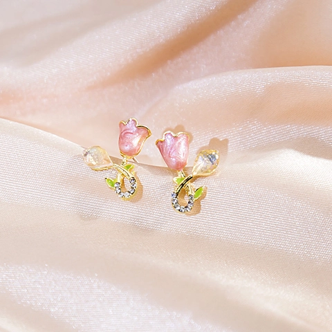 Flower Butterfly Heart Stud Earrings With 925 Sterling Silver Earring Post Alloy Artificial Pearl Rhinestone Floral Jewelry For Women