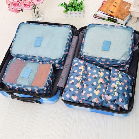 Sacs De Rangement Voyage Tissu Oxford Imperméable Organisateur Maille Cubes Emballage Bagages Pour Vêtements Cosmétiques