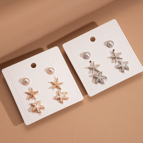 Pendientes De Estrella De Mar Perlas Artificiales Imitación Con Perno Plata Ley 925 Joyería Moda Vacaciones Playa Minimalista Para Mujer