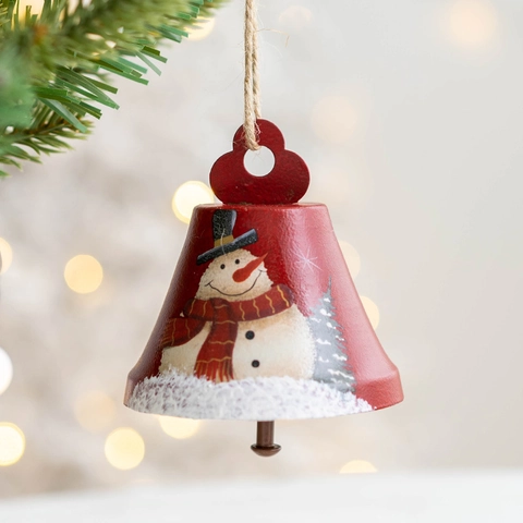 Campanelle Di Natale Da Appendere In Metallo Dipinte Babbo Natale Pupazzo Di Neve Ornamenti Decorazione Retro Con Corda Di Canapa
