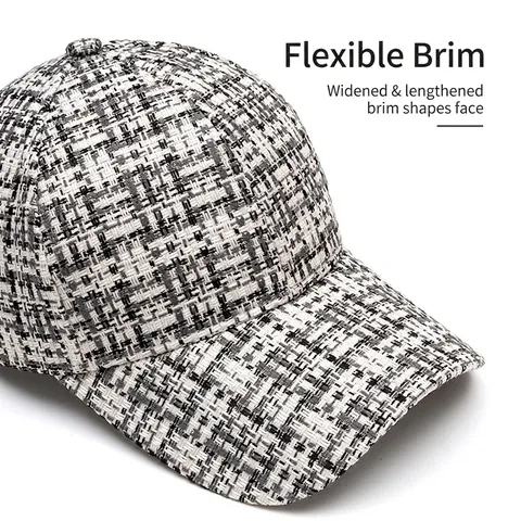 Cappello Da Baseball In Tweed A Scacchi Autunno Inverno Regolabile Visiera Curva Berretto Casual Per Uomini Donne