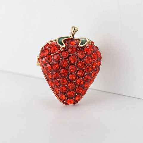 Aardbeien Speldje Legering Strass Glinsterende Fruitvorm Shirt Spelden Modieuze Sieraden Voor Vrouwen Geschenk Accessoire