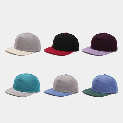 Cappello Da Baseball Retro In Velluto A Coste A Tesa Piatta Snapback Regolabile Hip Hop Streetwear Per Uomo E Donna