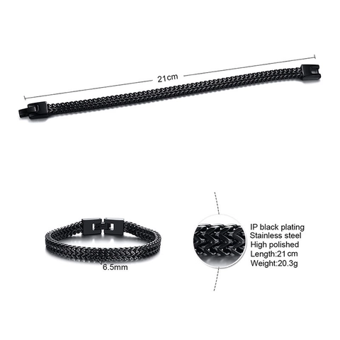 Pulsera Hombre De Acero Inoxidable Cadena Franco Eslabón De Trigo Hip Hop Joyería Masculina Pulida Estilo Casual