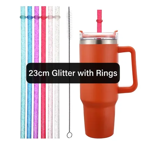 Cannucce In Plastica Riutilizzabili Con Effetto Glitter E Spazzola Per La Pulizia Per Bicchieri Articoli Per Feste