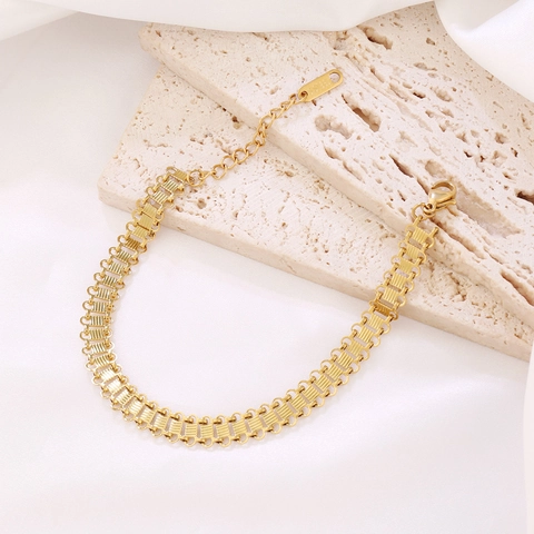 Fashion Stainless Steel Cuban Link Bracelet For Women Geometric Pattern Electroplated Gold Silver Hand Jewelry Gift Accessory