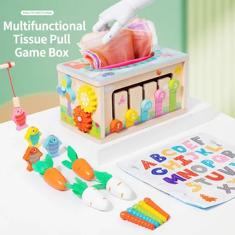 Cubo Di Attività Montessori In Legno Giocattolo Per Neonati Busy Box Con Pesca Magnetica Raccolta Carote Smistatore