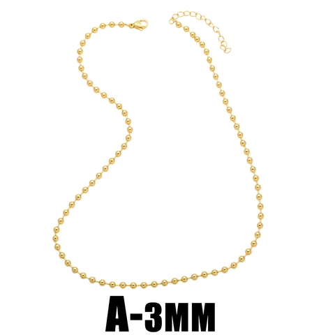 Collar De Cadena De Bolas De Cobre Retro Hip Hop Chapado En Oro De 18 Quilates Pulido Gargantilla Geométrica Unisex
