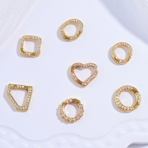 S925 Sterling Silver Jewelry Spring Clasp Connector Heart Round Square Zircon Micro Pave DIY Finding For Necklace