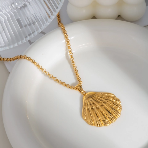 Zeester Schelp Hanger Ketting Roestvrij Staal 316L Vacuüm Verguld Waterdicht Anti Allergie Minimalistische Oceaan Sieraden Vrouwen