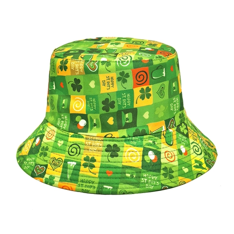 St Patricks Day Vissershoed Omkeerbaar Klaver Print Polyester Zonbescherming Vissershoed Voor Heren Dames
