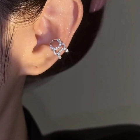 Zirkonia Kupfer Ohrknochenclip Hohle Doppel-C-Form Nicht Durchstochener Ohrmanschette Minimalistischer Schmuck