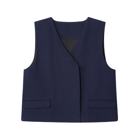 Mujer Color Sólido Casual Negocios Chaleco Y Pantalones Cuello En V Chaleco Sin Mangas Y Pantalones Anchos Talle Alto Plisados