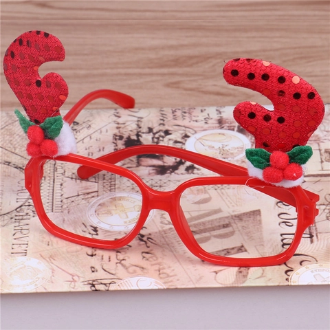 Montature Per Occhiali Di Natale Cartone Animato Babbo Natale Pupazzo Di Neve Corna Plastica Paillettes Decorazioni Per Feste Oggetti Scena